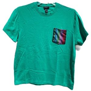 Forever 21 short sleeve tee crew neck pocket green medium